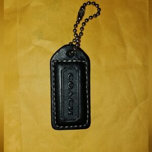 Coach Black Leather Tag Key Holder